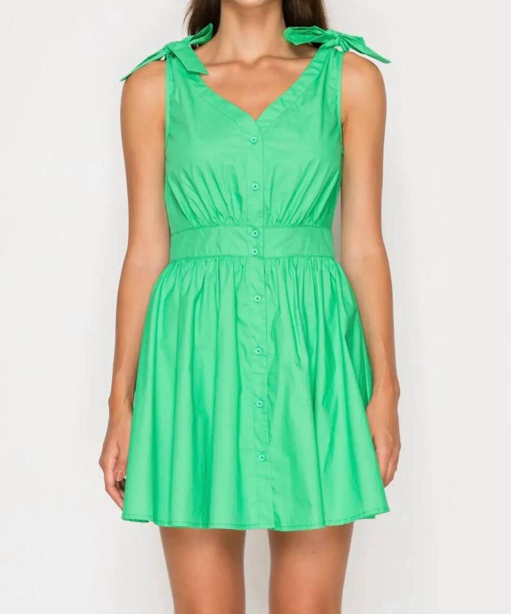 NEW MEET ME IN SANTORINI poplin short dress in green